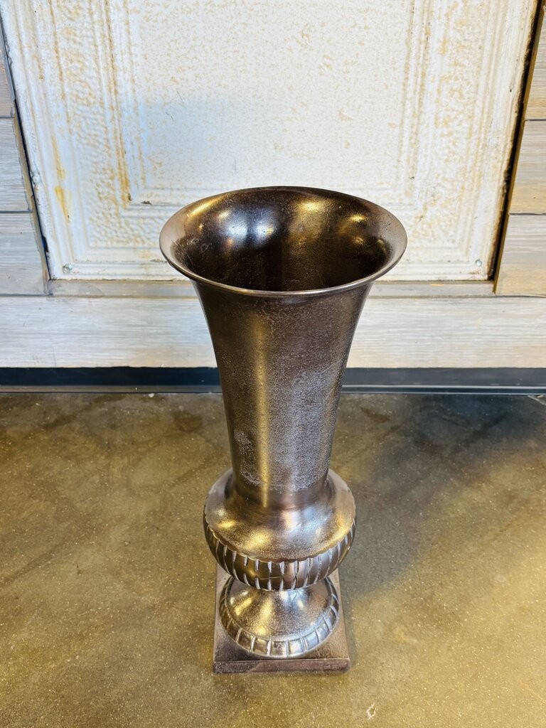Metal Pedestal Urn Vase 19"H