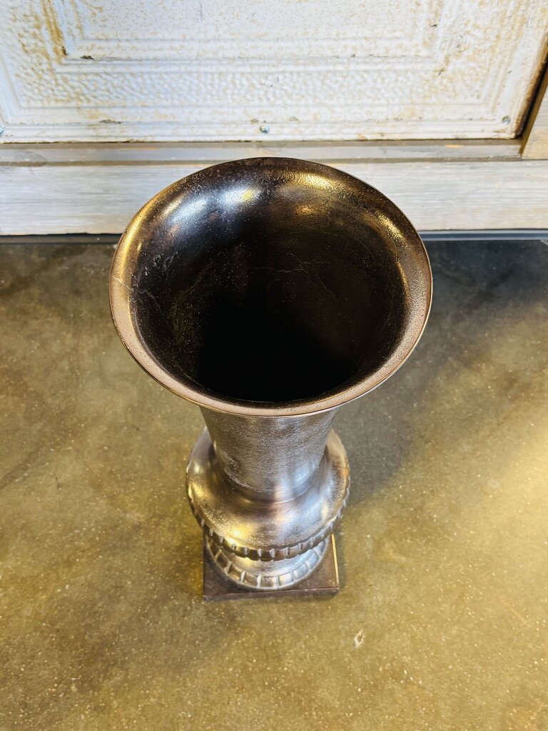 Metal Pedestal Urn Vase 19"H