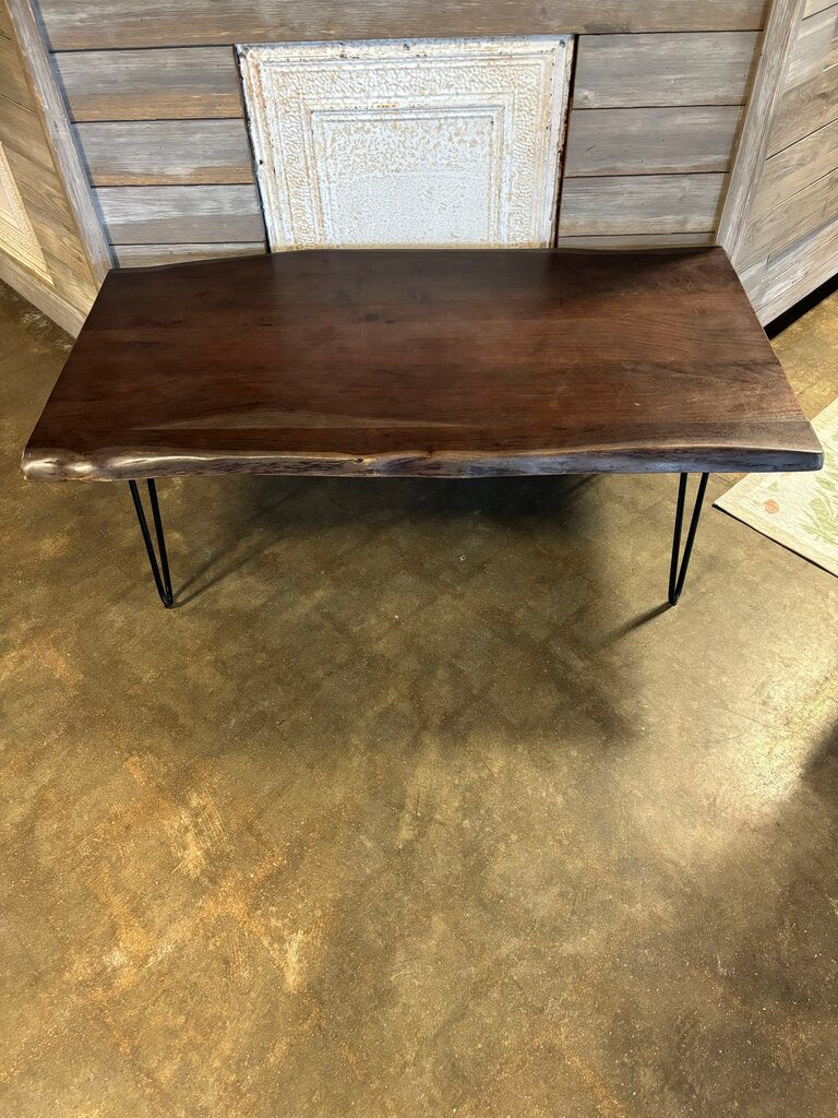 Wood/Metal Live Edge Hair Pin Legs Coffee Table