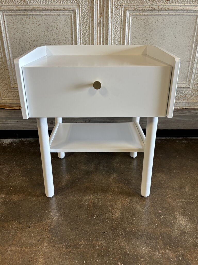 White Bedside Table & Drawer