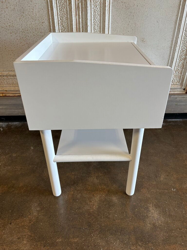 White Bedside Table & Drawer