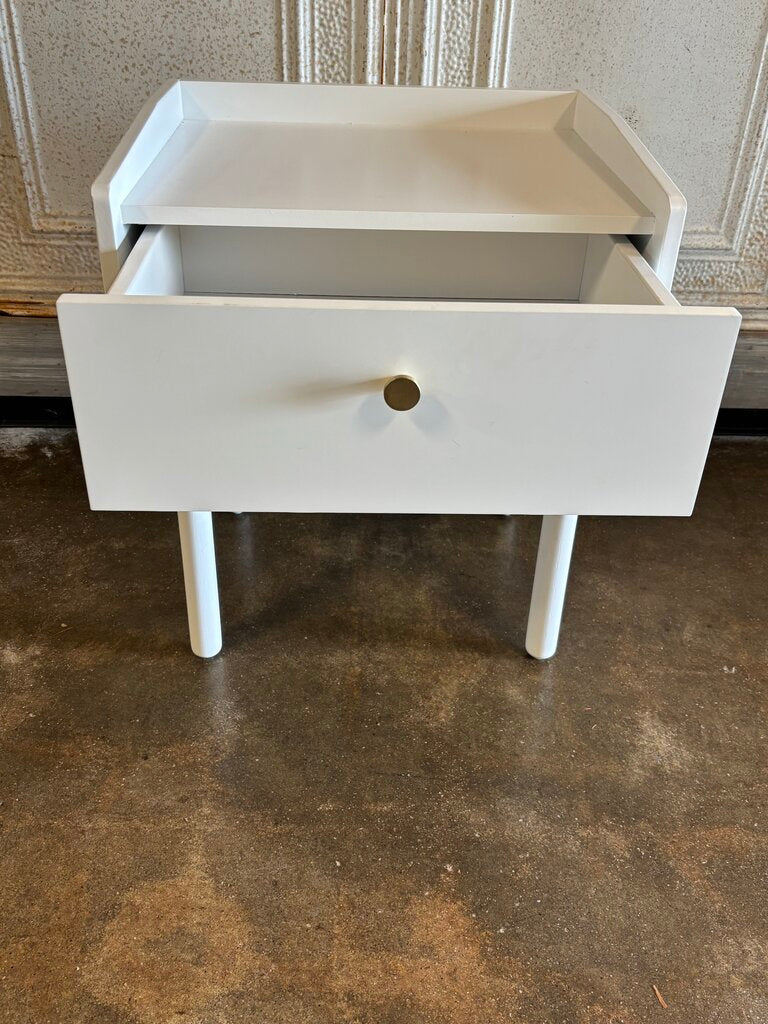 White Bedside Table & Drawer