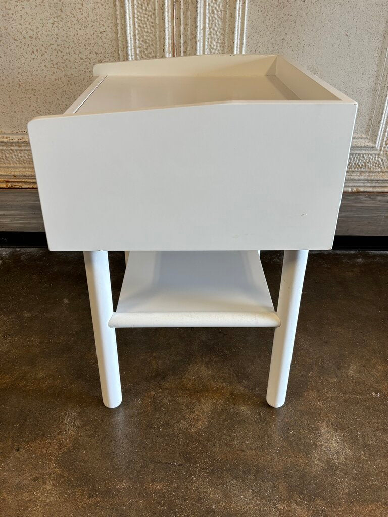 White Bedside Table & Drawer