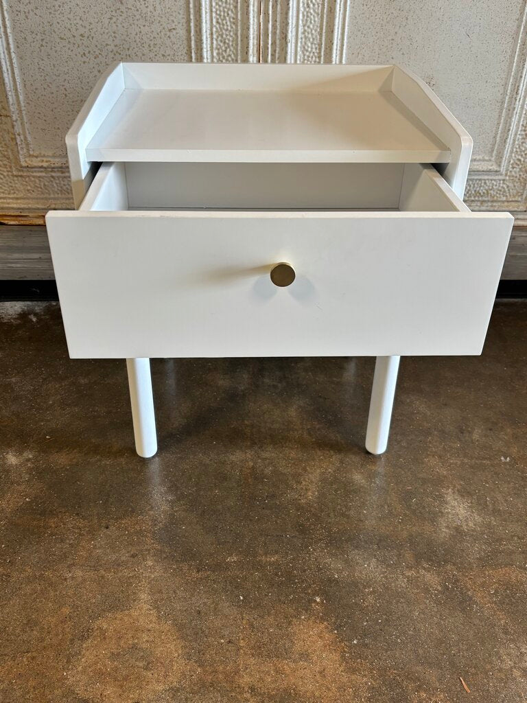 White Bedside Table & Drawer