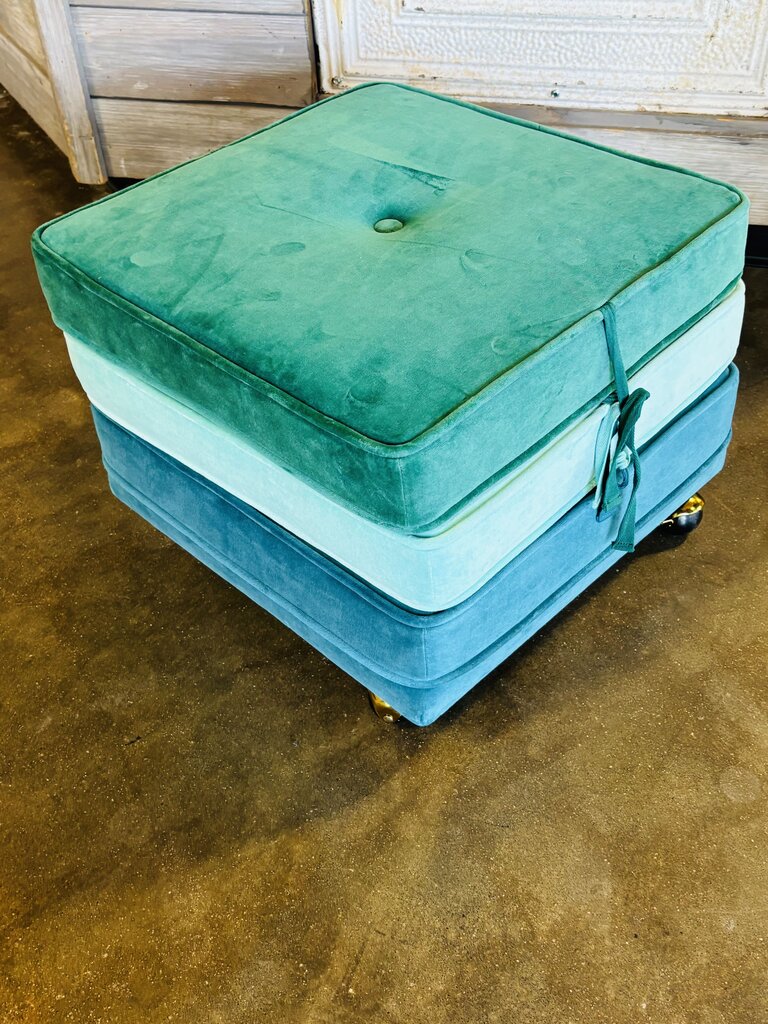 Velvet Stackable Ottoman on Wheels