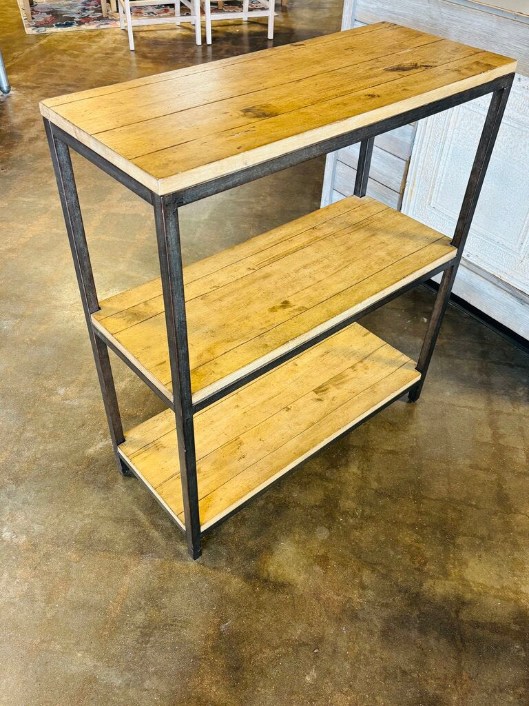 Wood/Metal 3 Tier Bookshelf 34 X 14 X 39.25