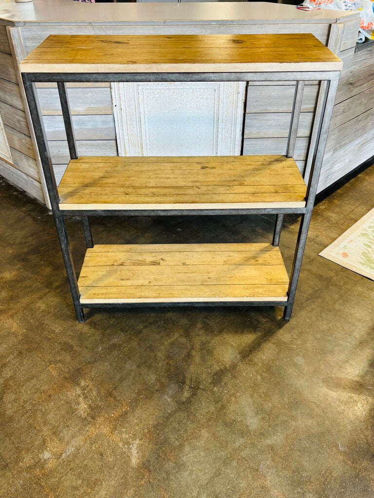 Wood/Metal 3 Tier Bookshelf 34 X 14 X 39.25
