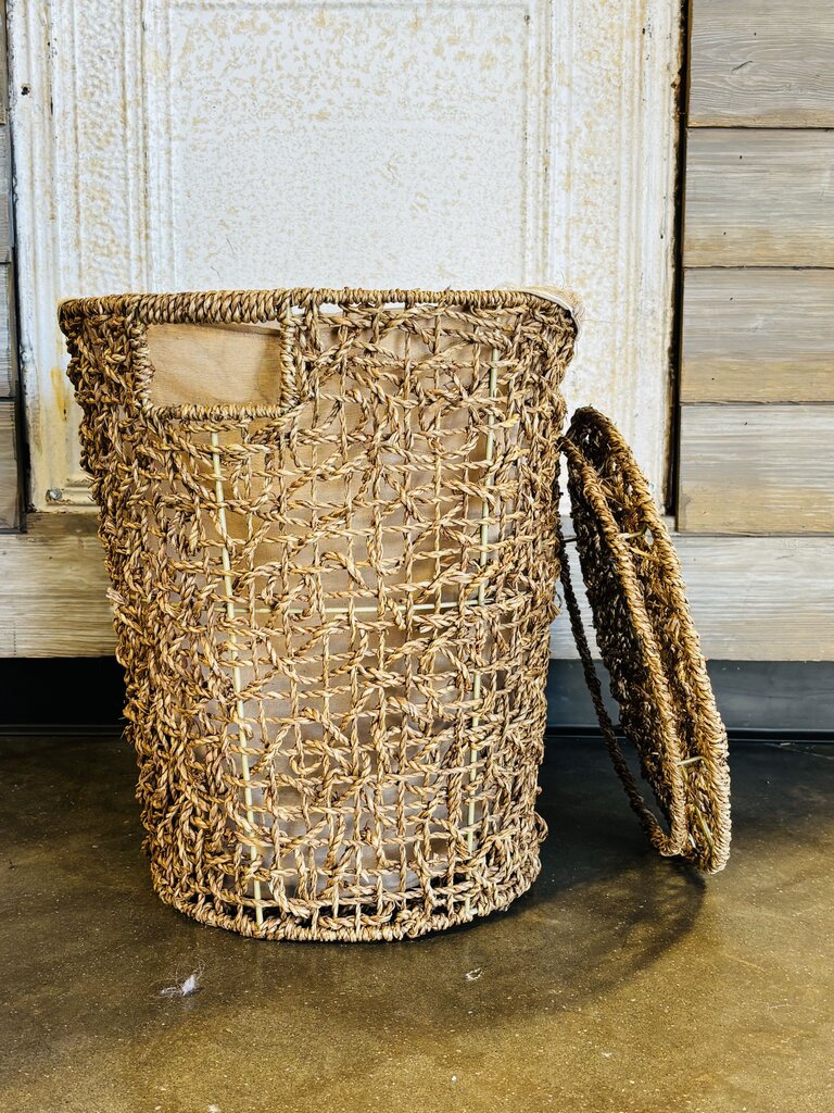 Woven Rattan Lined Hamper