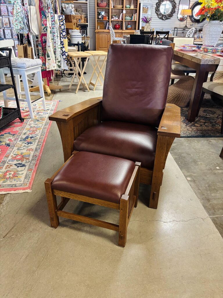Mission Style Lounge Chair with Ottoman