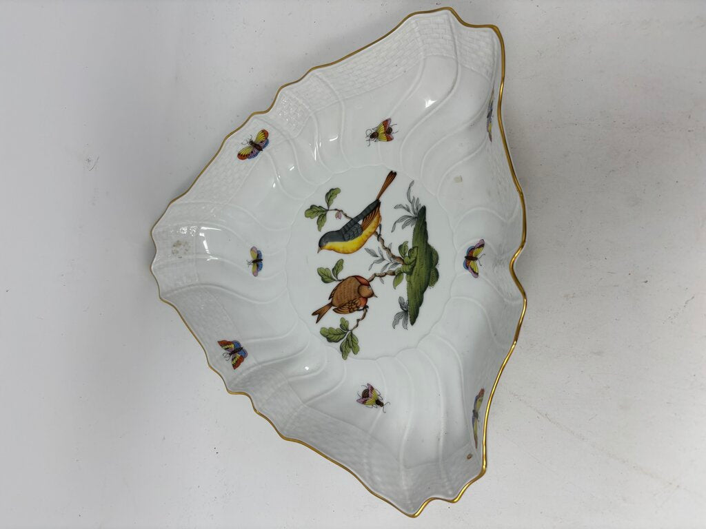 Herend Rothschild Porcelain Triangle Bird Dish