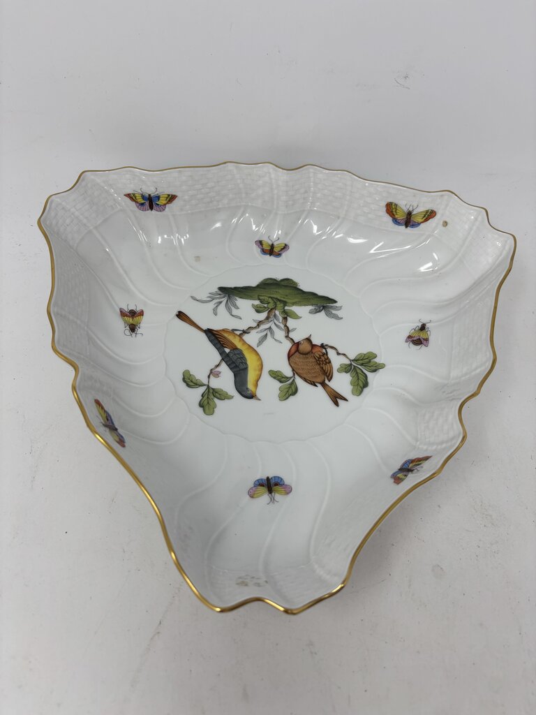 Herend Rothschild Porcelain Triangle Bird Dish