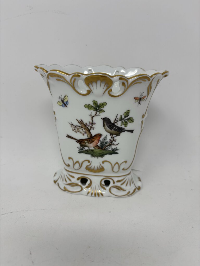 Herend Rothschild Porcelain Bird Vase