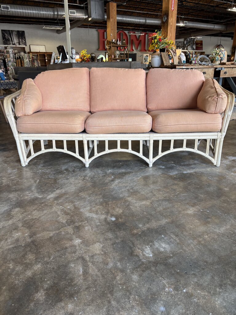 Vintage Rattan Style 3 Seat Sofa Indoor Cushions