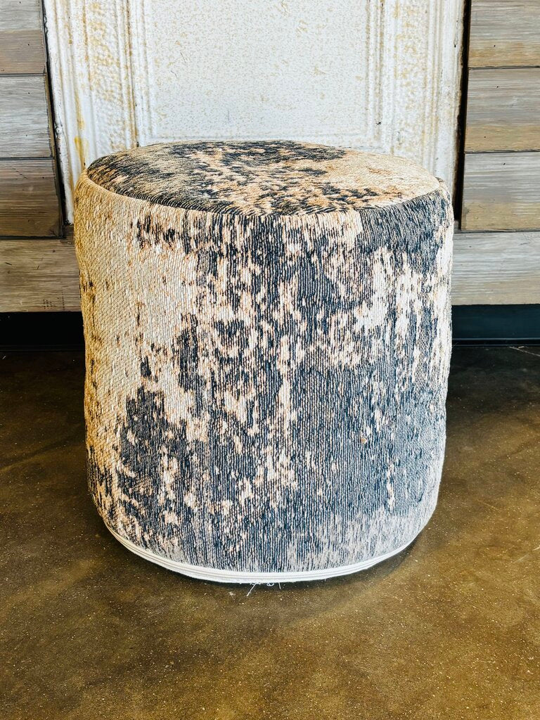 Distressed Jacquard Pattern Pouf