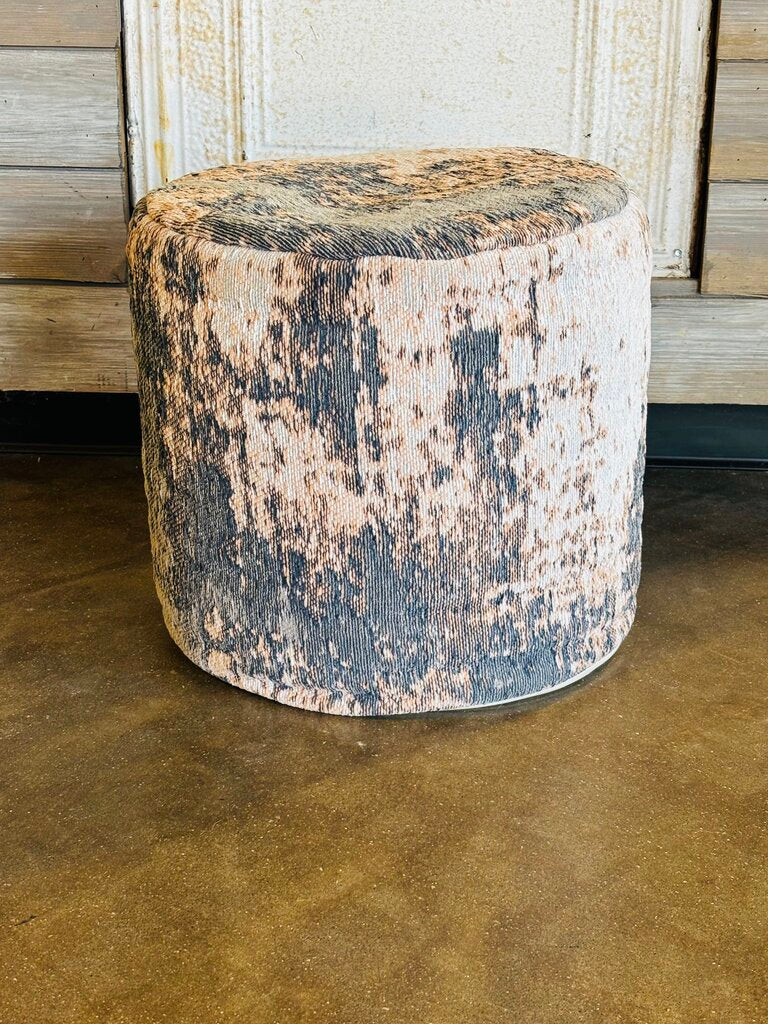 Distressed Jacquard Pattern Pouf