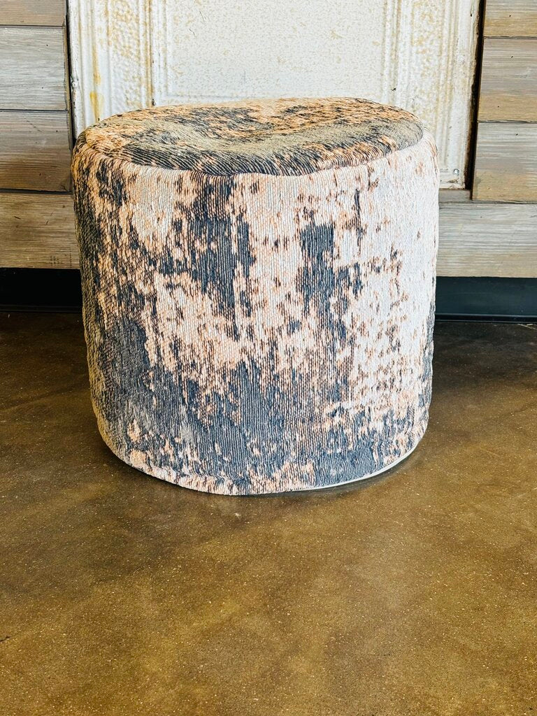 Distressed Jacquard Pattern Pouf