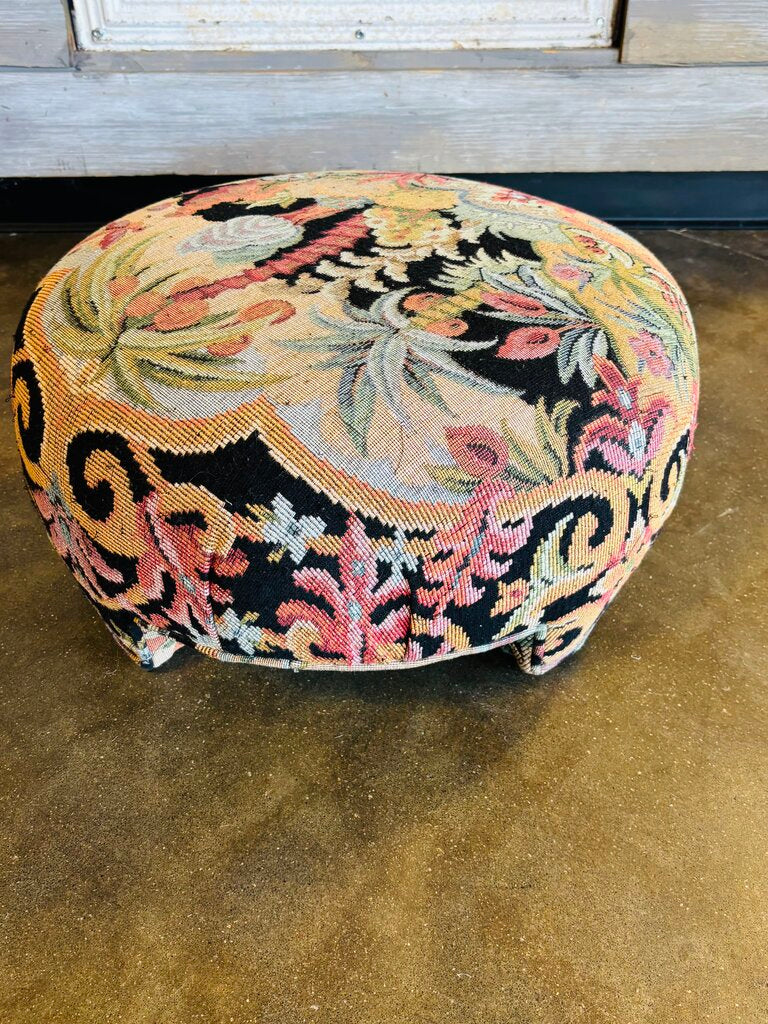 Floral Tapestry Foot Ottoman