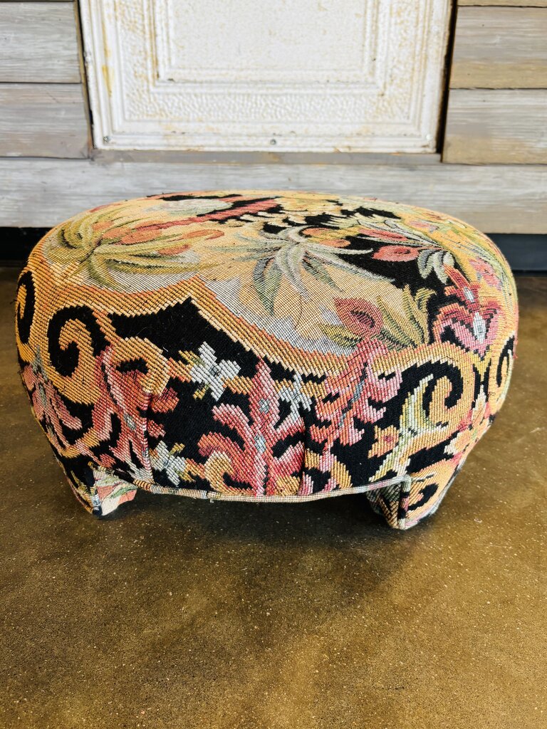 Floral Tapestry Foot Ottoman