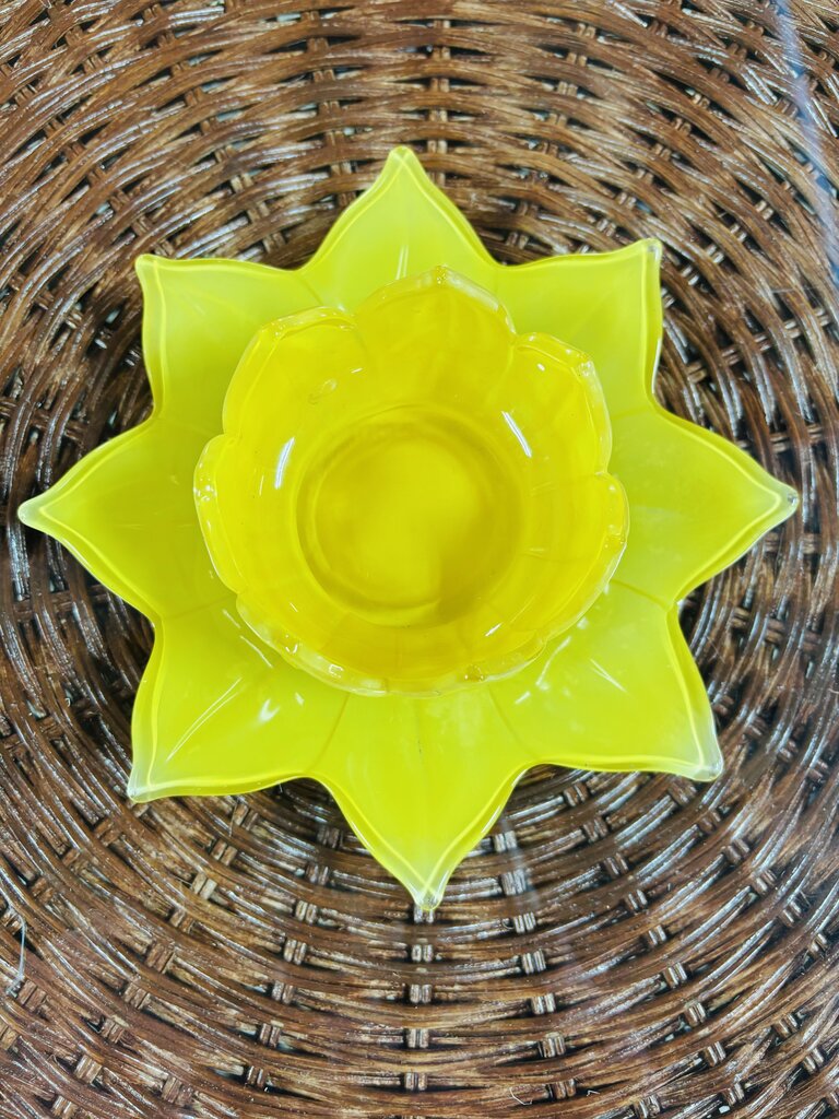 Glass Flower Plate and Petal Candle Holder