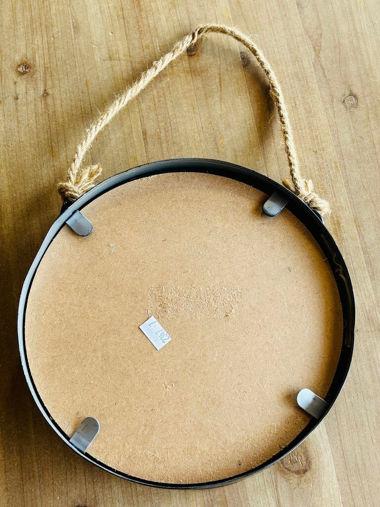 Round Metal Mirror with Rope Hanger 8.5"R