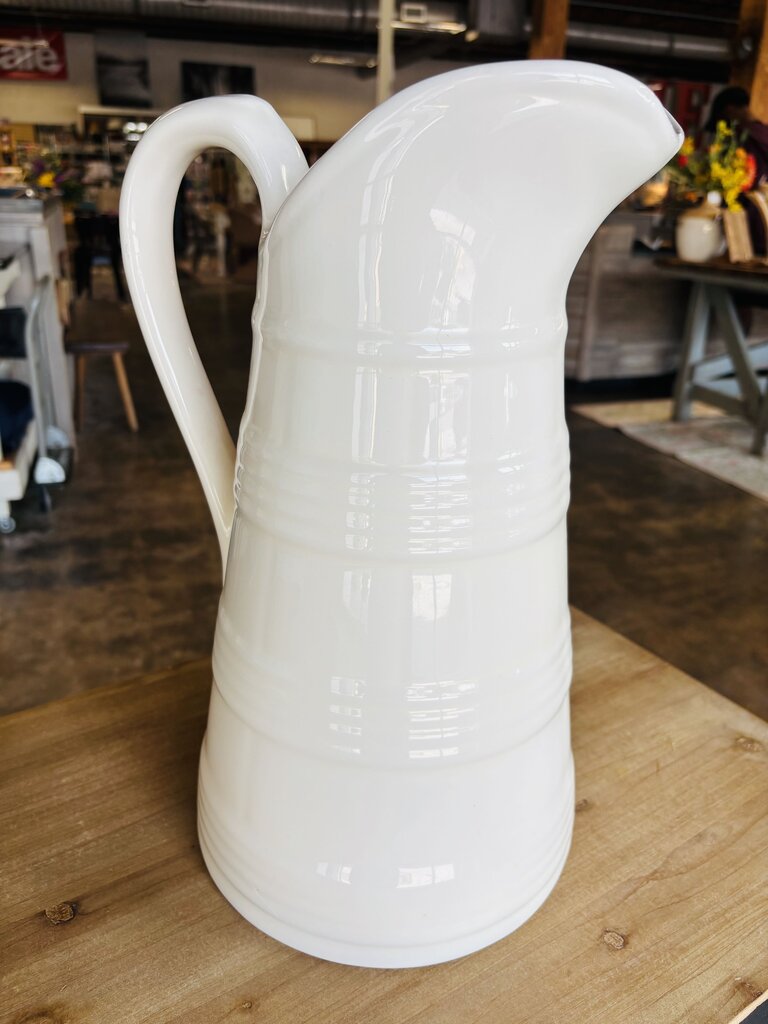 Tall Ceramic Ribbed Pitcher 15"H