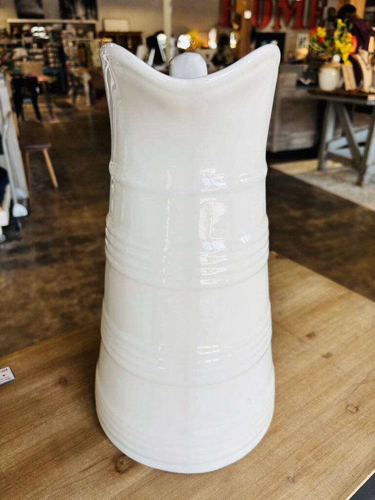Tall Ceramic Ribbed Pitcher 15"H
