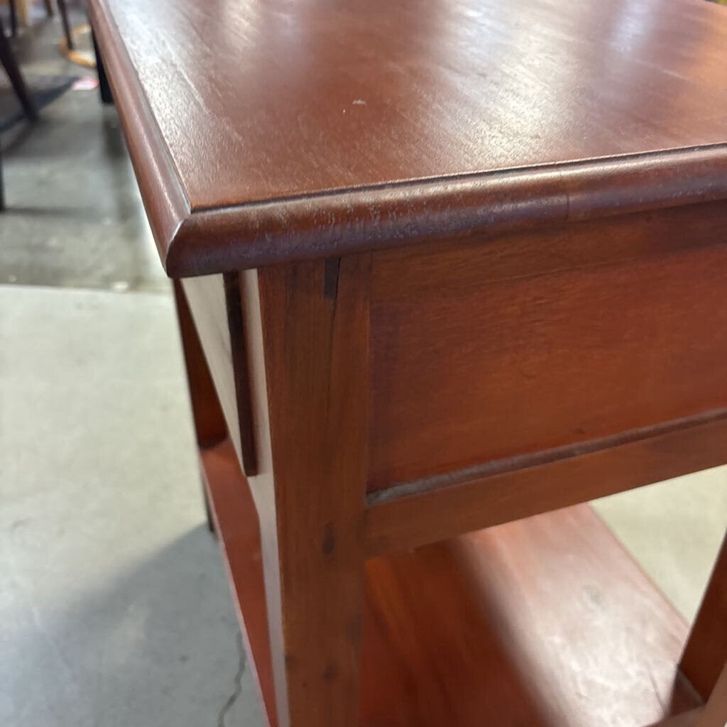 Wood One Drawer Nightstand 23.75 X 17.75 X 28