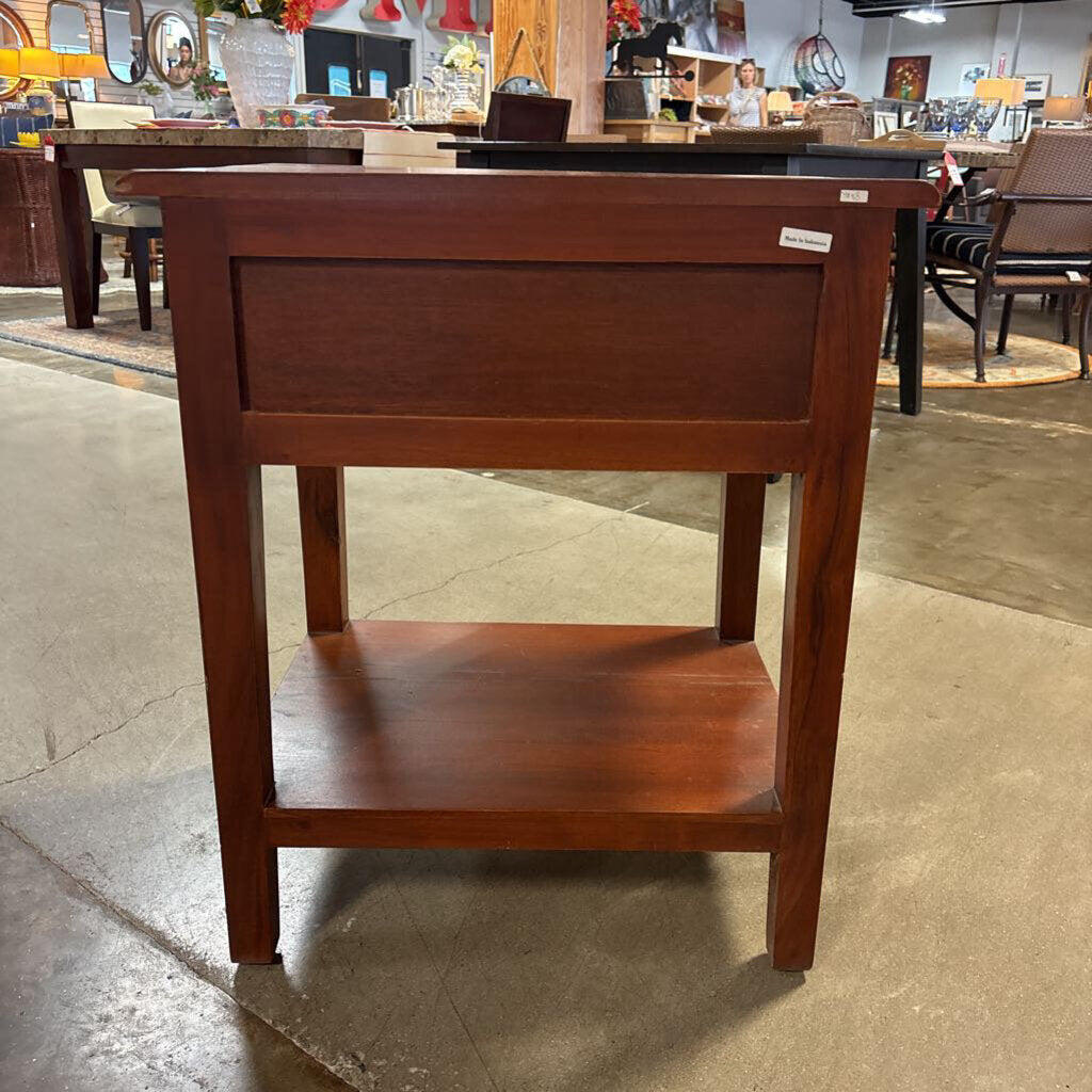 Wood One Drawer Nightstand 23.75 X 17.75 X 28