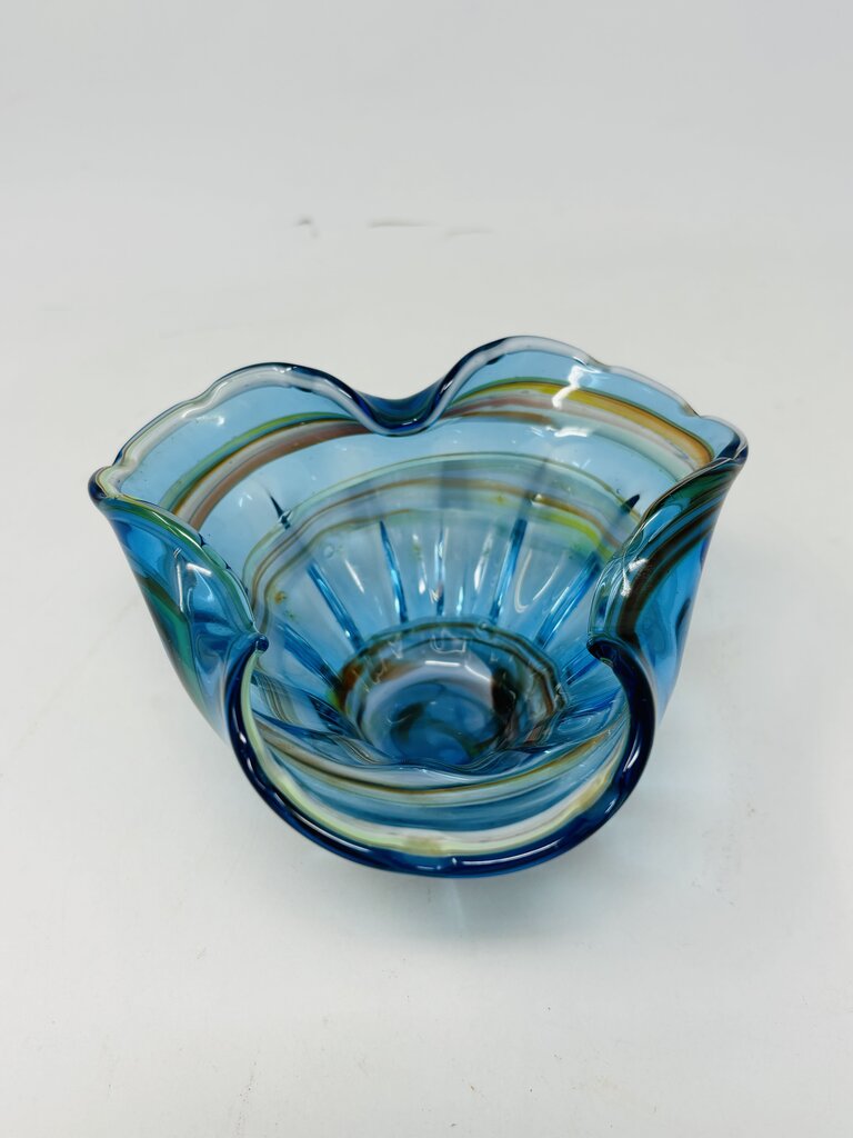 Hand Blown Swirl Glass Bowl