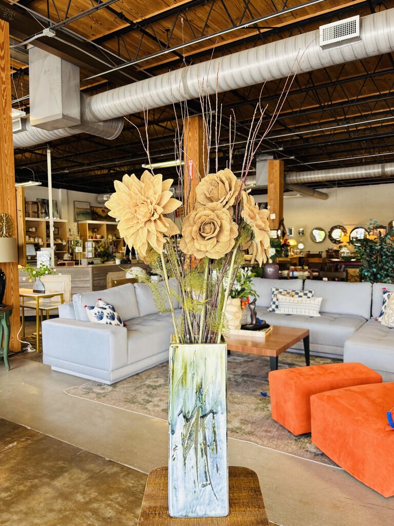 Textured Vase Burlap Flowers