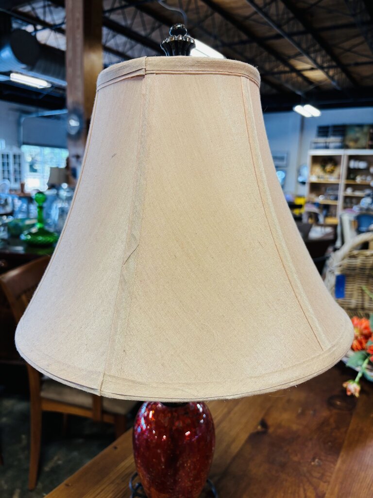 Victorian Style Art Glass Lamp Red