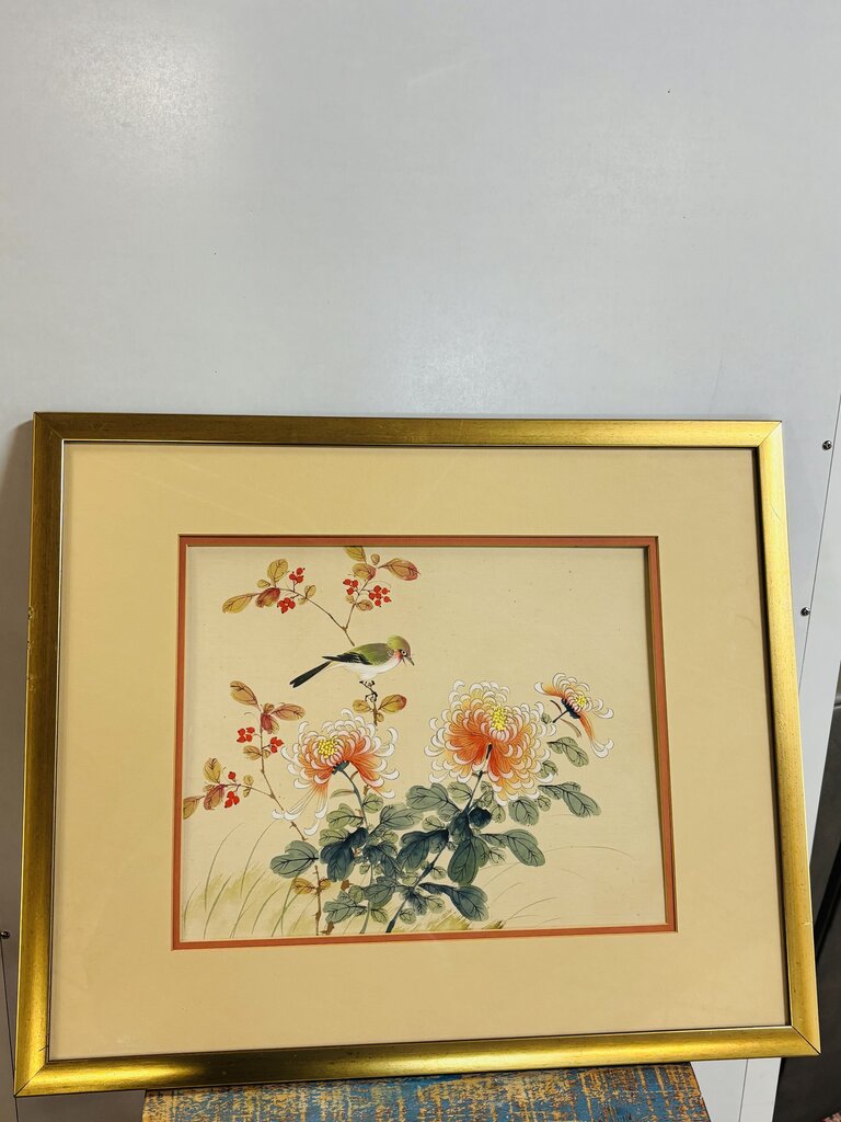 Chinese Floral Botanical Print 23.5 X 19.5