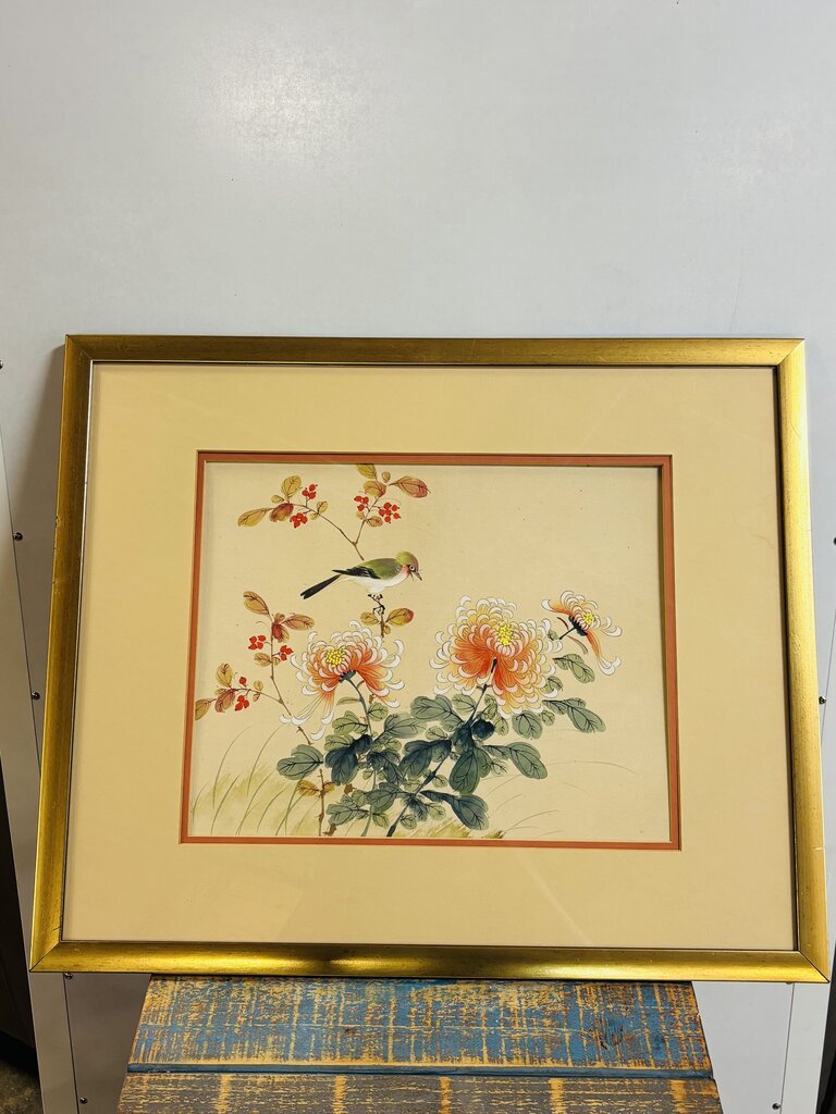 Chinese Floral Botanical Print 23.5 X 19.5