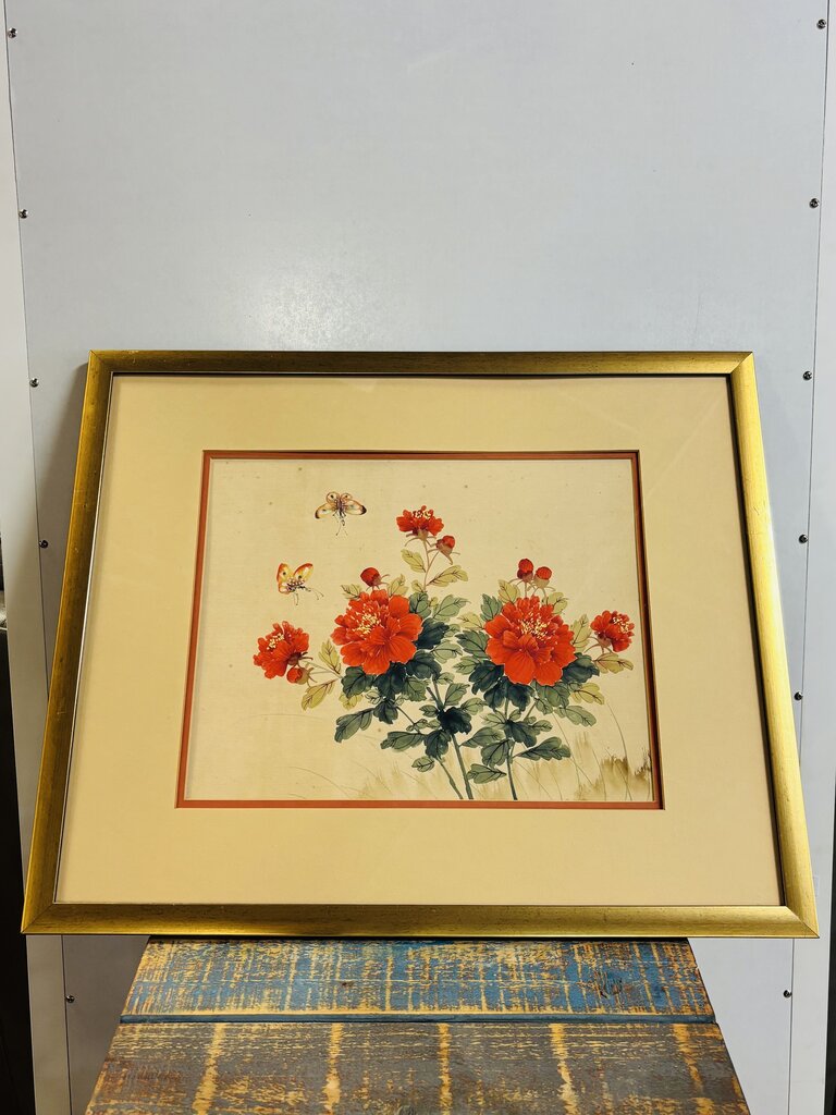 Chinese Floral Botanical Print 23.5 X 19.5