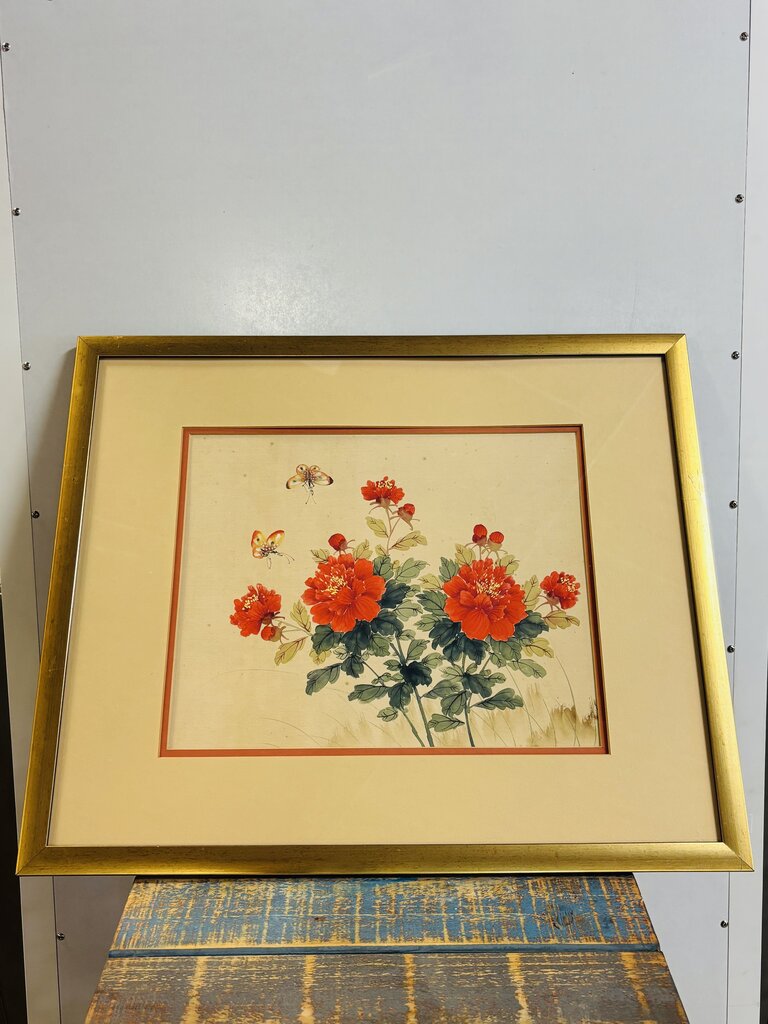 Chinese Floral Botanical Print 23.5 X 19.5