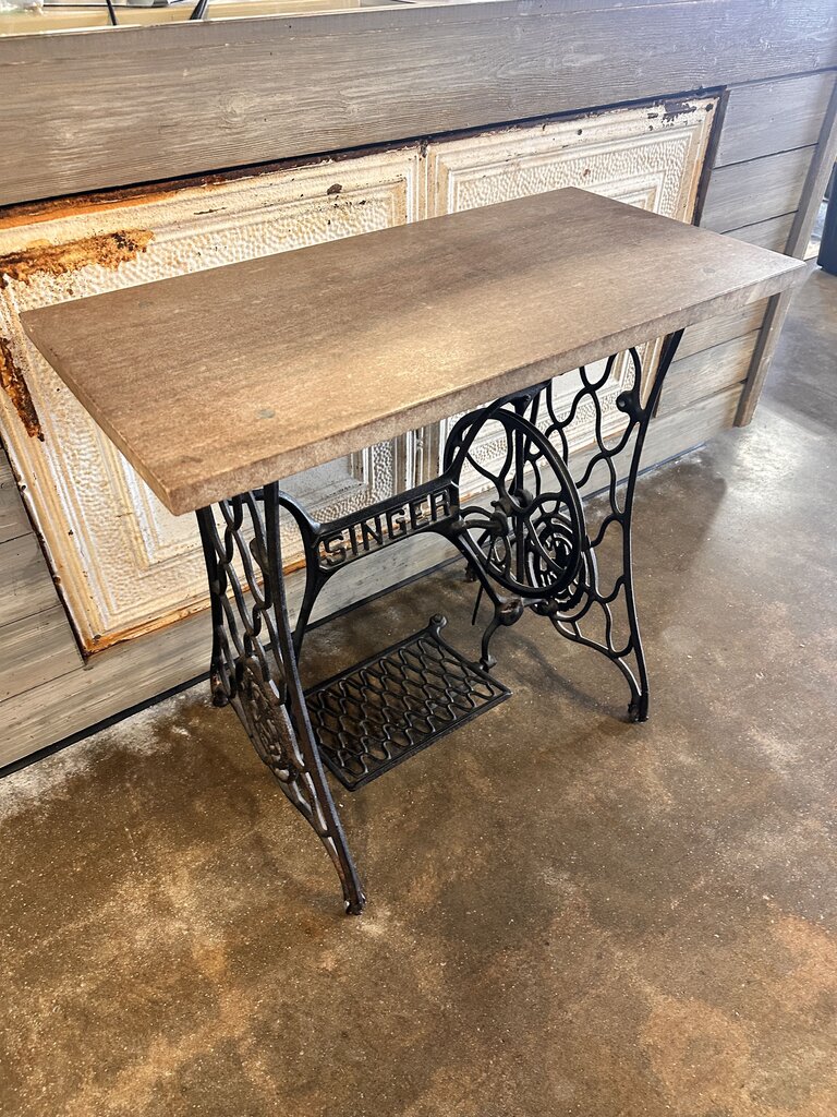 Marble Top Singer Treadle Base Table