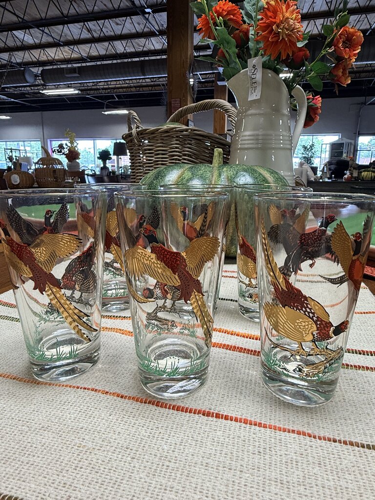 Pheasant Hunting Old Fashion Glasses 6 PC