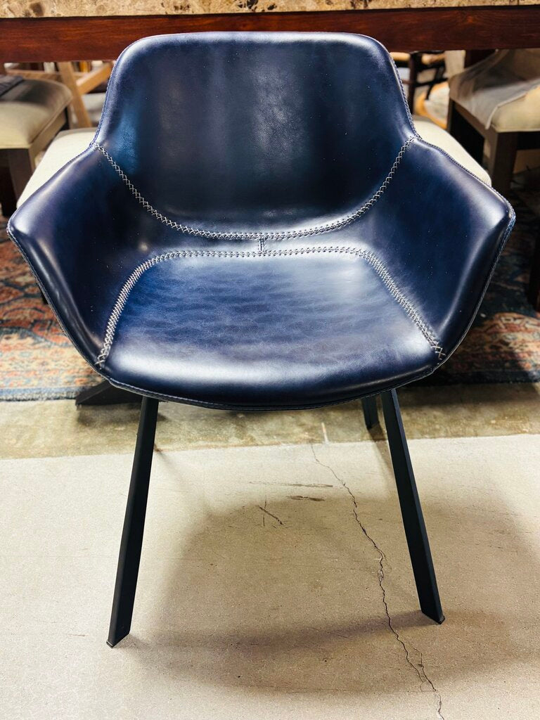 Mid Century Style Faux Leather Chairs Pair