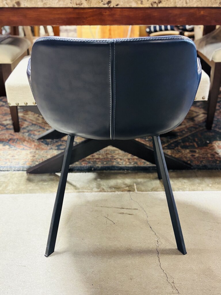 Mid Century Style Faux Leather Chairs Pair