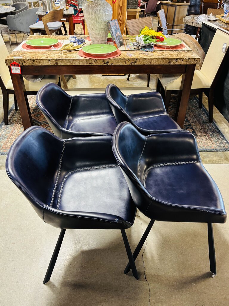 Mid Century Style Faux Leather Chairs Pair