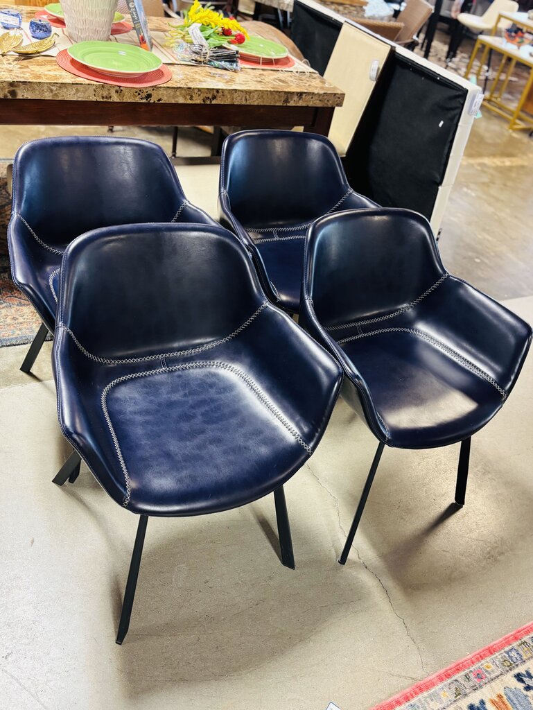 Mid Century Style Faux Leather Chairs Pair