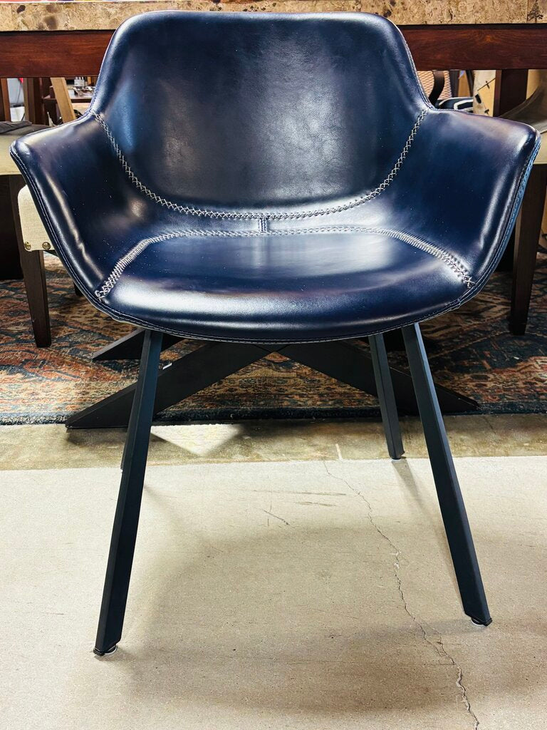 Mid Century Style Faux Leather Chairs Pair