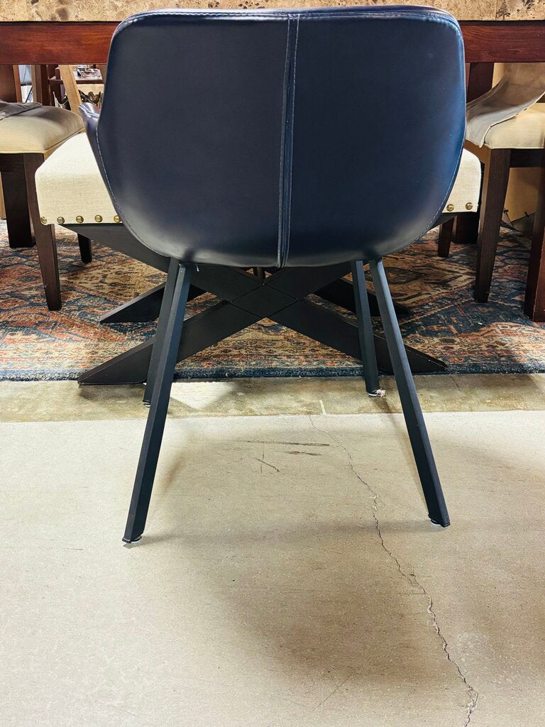 Mid Century Style Faux Leather Chairs Pair