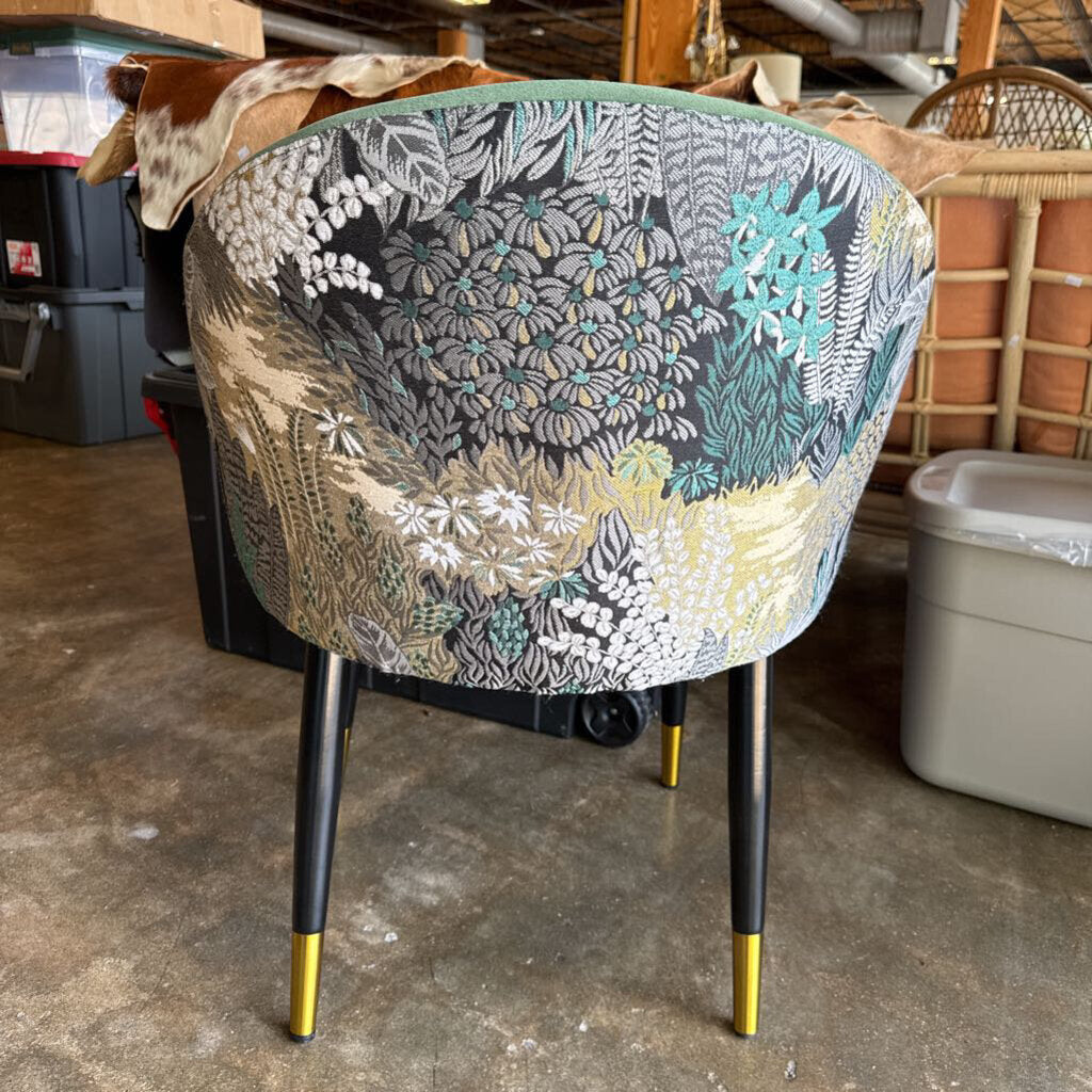 Upholstered Botanical Back Chair