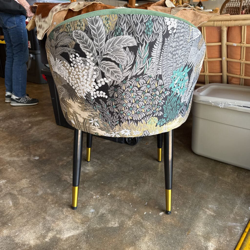 Upholstered Botanical Back Chair