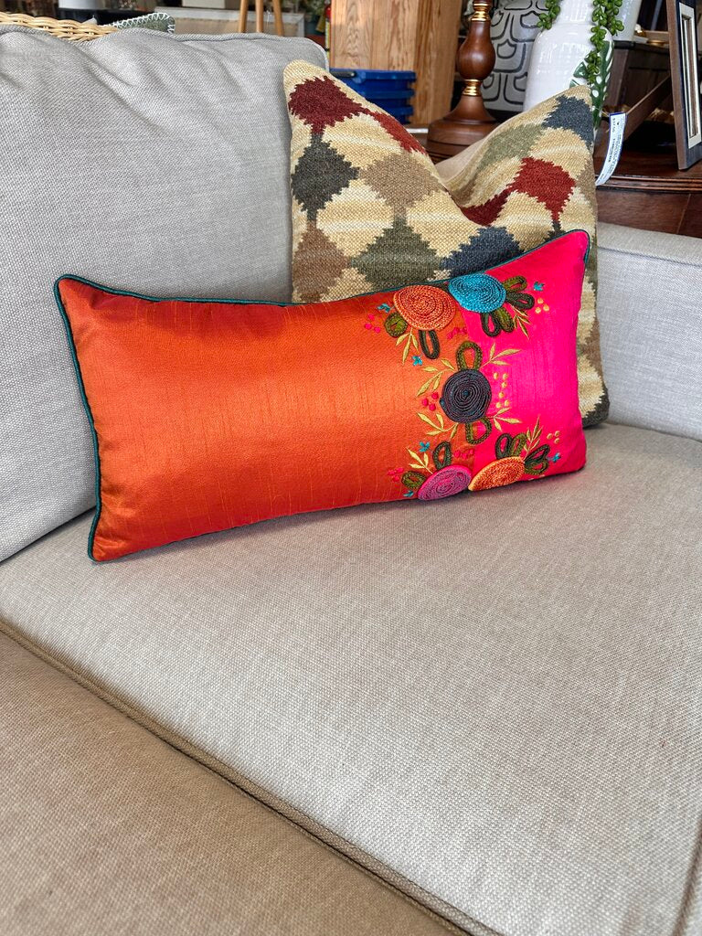 Embroidered Lumbar Pillow