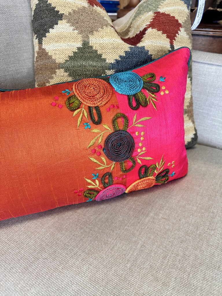 Embroidered Lumbar Pillow
