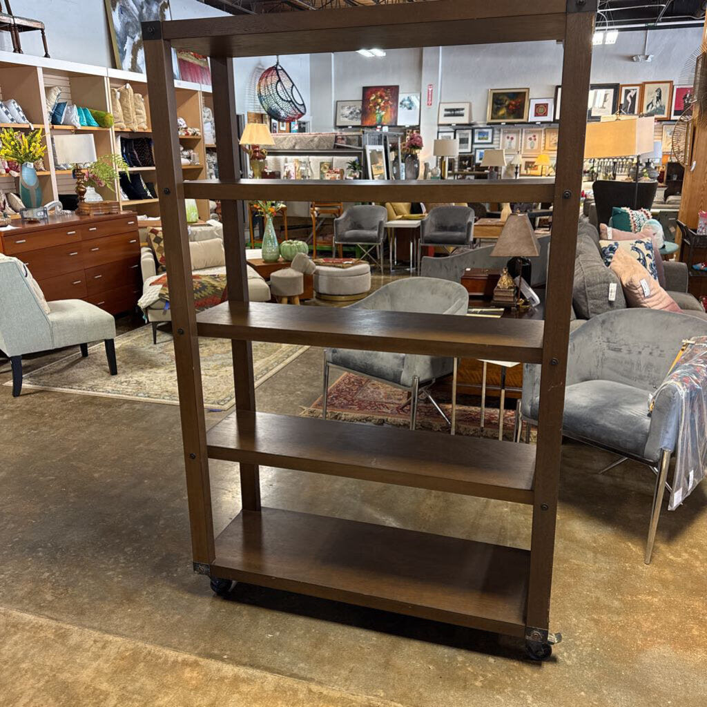 5 Tiered Rolling Wood Shelf 45 X 15.5 X 70