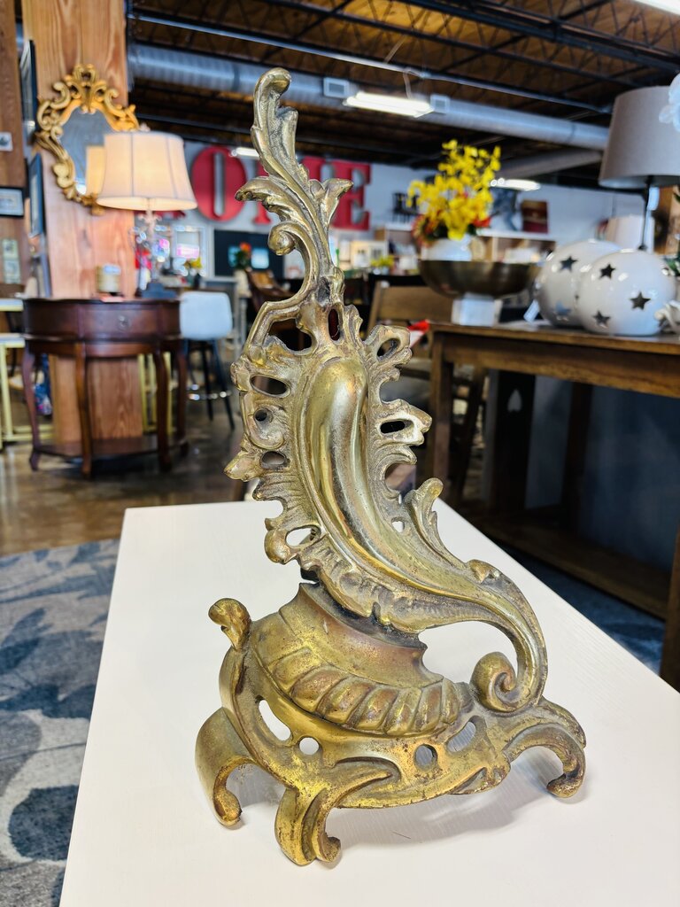 Vintage French Louis Rococo Style Andirons pair