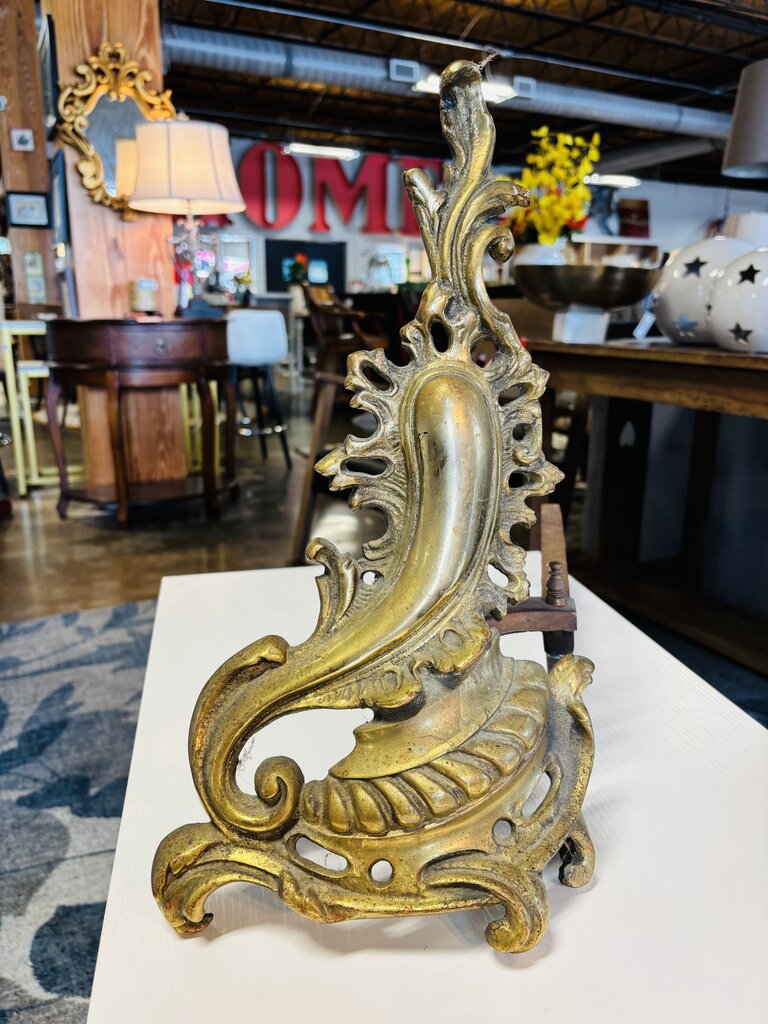 Vintage French Louis Rococo Style Andirons pair